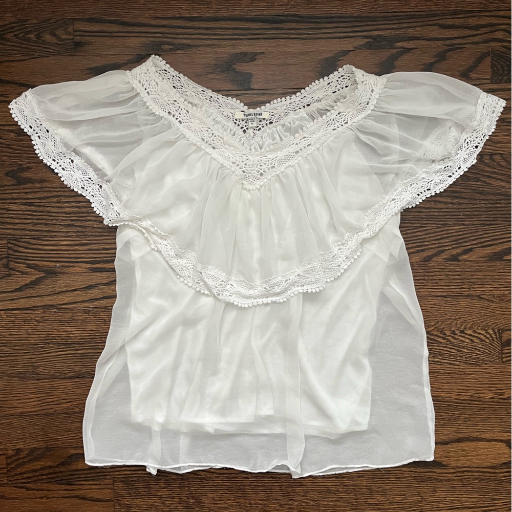 Daniel Rainn White Lace Overlay Blouse